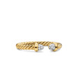 Micro Cablespira® Flex Open Ring in 18K Yellow Gold with Pavé Diamond Domes, 2.5mm