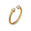 Micro Cablespira® Flex Open Ring in 18K Yellow Gold with Pavé Diamond Domes, 2.5mm