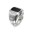 Deco Signet Ring in Sterling Silver with Black Onyx