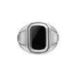 Deco Signet Ring in Sterling Silver with Black Onyx