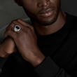 Deco Signet Ring in Sterling Silver with Black Onyx