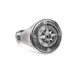 Maritime® Compass Signet Ring in Sterling Silver with Center Black Diamond