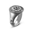Maritime® Compass Signet Ring in Sterling Silver with Center Black Diamond
