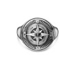 Maritime® Compass Signet Ring in Sterling Silver with Center Black Diamond