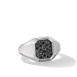 Streamline® Signet Ring in Sterling Silver with Black Diamonds, 14mm