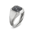 Streamline® Signet Ring in Sterling Silver with Black Diamonds, 14mm