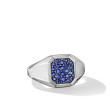 Streamline® Signet Ring in Sterling Silver with Blue Sapphires, 14mm