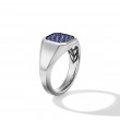 Streamline® Signet Ring in Sterling Silver with Blue Sapphires, 14mm