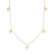 18K Yellow Gold Love By The Inch Diamond & Polished Small Flower Station Necklace