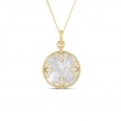 18K Yellow Gold Medallion Charms Diamond And Mother Of Pearl Necklace