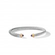 Classic Cable Bracelet in Sterling Silver with 14K Yellow Gold and Amethyst, 5mm