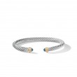Classic Cable Bracelet in Sterling Silver with 14K Yellow Gold and Blue Topaz, 5mm