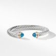 Cable Classics Bracelet in Sterling Silver with Blue Topaz and 14K Yellow Gold