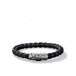 Chevron Bracelet in Black Rubber and Sterling Silver, 8mm