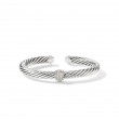 Cable Classics Bracelet in Sterling Silver with Pave Diamond Station