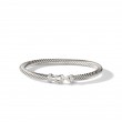 Buckle Classic Cable Bracelet in Sterling Silver with Diamonds, 5mm