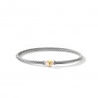 Cable Collectibles® Heart Bracelet in Sterling Silver with 18K Yellow Gold, 3mm