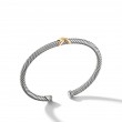 X Classic Cable Station Bracelet in Sterling Silver with 18K Yellow Gold, 4mm