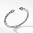 Classic Cable Bracelet in Sterling Silver with 14K Yellow Gold and Gold Domes, 5mm