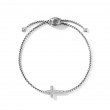 Petite Pave Cross Chain Bracelet in Sterling Silver with Diamonds