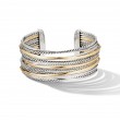 Crossover Cuff Bracelet in Sterling Silver with 18K Yellow Gold