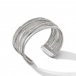 Crossover Cuff Bracelet in Sterling Silver with Pave Diamonds