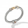 Buckle Classic Cable Bracelet in Sterling Silver with 18K Yellow Gold and Rhodolite Garnets, 7mm