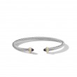 Classic Cable Bracelet in Sterling Silver with 18K Yellow Gold and Black Onyx, 4mm