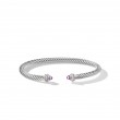 Cable Classics Bracelet in Sterling Silver with Amethyst and Pave Diamonds