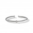 Classic Cable Station Bracelet in Sterling Silver with Diamonds, 4mm