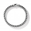 Woven Box Chain Bracelet in Sterling Silver with Black Nylon, 12mm