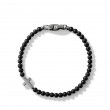 Spiritual Beads Cross Station Bracelet in Sterling Silver with Black Onyx, 4mm