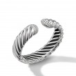 Sculpted Cable Cuff Bracelet in Sterling Silver with Pave Diamonds
