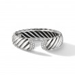 Sculpted Cable Cuff Bracelet in Sterling Silver with Diamonds, 17mm