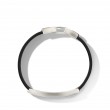 Deco ID Bracelet in Black Leather with Sterling Silver, 7mm