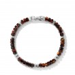 Hex Bead Bracelet in Sterling Silver with Red Tiger's Eye