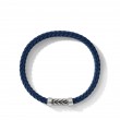 Chevron Bracelet  in Blue Rubber with Sterling Silver, 6mm