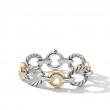 Cable and Smooth Chain Link Bracelet in Sterling Silver with 18K Yellow Gold