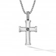 Chevron Cross Pendant in Sterling Silver with Pave Black Diamonds