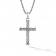 Cable Cross Pendant in Sterling Silver, 35mm