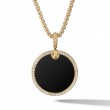 DY Elements® Disc Pendant in 18K Yellow Gold with Black Onyx and Pave Diamond Rim
