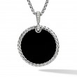 DY Elements® Reversible Disc Pendant in Sterling Silver with Black Onyx Reversible to Mother of Pearl and Diamonds, 32mm