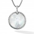DY Elements® Disc Pendant in Sterling Silver with Turquoise Reversible to Mother of Pearl and Pave Diamonds