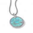 DY Elements® Disc Pendant in Sterling Silver with Turquoise Reversible to Mother of Pearl and Pave Diamonds