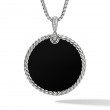 DY Elements® Disc Pendant in Sterling Silver with Black Onyx Reversible to Mother of Pearl and Pave Diamonds