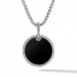 DY Elements® Disc Pendant in Sterling Silver with Black Onyx and Pave Diamond Rim