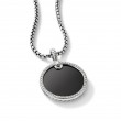 DY Elements® Disc Pendant in Sterling Silver with Black Onyx and Pave Diamond Rim