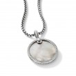 DY Elements® Disc Pendant in Sterling Silver with Mother of Pearl and Diamond Rim, 24mm