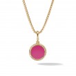 Cable Collectibles® Charm in 18K Yellow Gold with Hot Pink Enamel and Center Diamond, 16mm