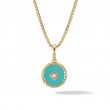 Cable Collectibles® Turquoise Enamel Charm in 18K Yellow Gold with Center Diamond
